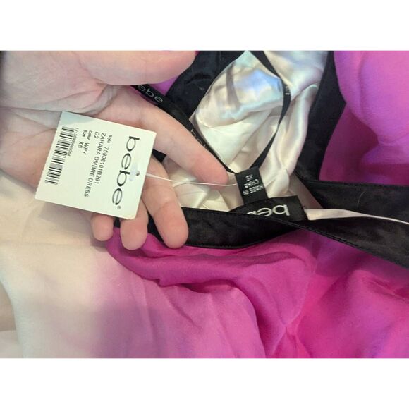 Bebe 100% Silk One Shoulder Dip Dye Maxi Dress Size XS New with tags. - Picture 5 of 5